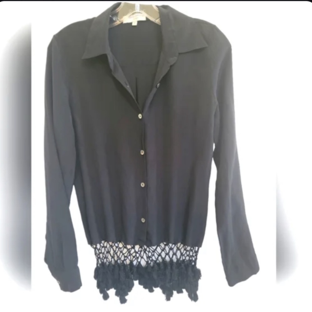 Opening Ceremony Silk Fringe Bottom Blouse S